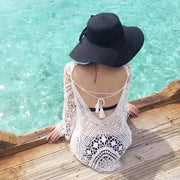 Women's Sexy Crochet Lace Bikini Cover up Smock Swimwear Mesh Beach Dress Tunic Robe Bohemian Style Cotton Polyester
