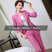 Candy Color Women's 2 Piece Suit Set Business Office Lady Blazer And Trouser Ensemble Anti-Wrinkle Polyester Cotton Spandex