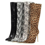 Women  High Heels r Knee High  Snakeskin Leopard Long Boots