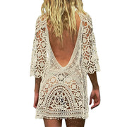 Women's Sexy Crochet Lace Bikini Cover up Smock Swimwear Mesh Beach Dress Tunic Robe Bohemian Style Cotton Polyester