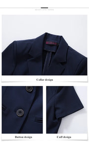 Women's Slim Fit Business Suit Short Sleeve Blazer And Trousers Set Office Work Wear Formal Temperament Ladies Summer Suit