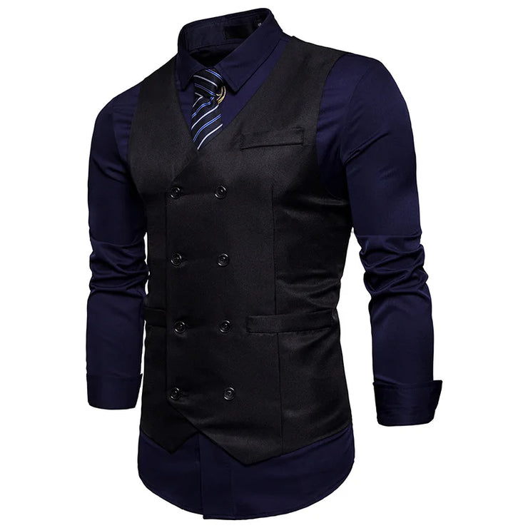 Men Slim Fit   Double breasted Suit Vest