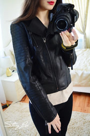 Women Punk Leather Jacket PU Faux Leather Jackets