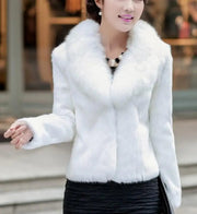 Women Tops Fashion Slim Soft Fox Fur Collar Rabbit Fur Coat Jacket