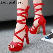 Women Rome sexy waterproof high heel toe ankle strap shoes