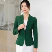 Women's Goddess Style Formal Dress Autumn Charm Broadcasting Host Suit V-Neck Anti-Wrinkle Blazer with Single Button Closure