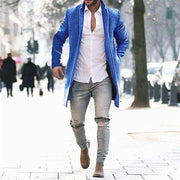 Vintage Solid Color Men's Stand Collar Coat Autumn Winter Long Sleeve Fashion Straight Blazer Jacket Comfortable Korean-Style Cut