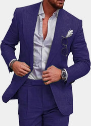 Men's Casual Slim Fit Business 2-Piece Set Breathable Blazer And Pants Ensemble with Digital Printed Seamless Fusing