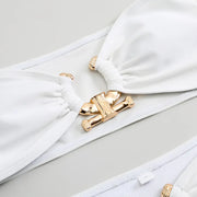 Women's V Neck Lace-Up Bikini Set Hollow out 2 Piece Eye-Catching Bandeau Top Quick Dry