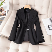 Women's High-Quality 2-Piece Blazer Suit Solid Pattern Formal Work Wear Office Pants Set Anti-Wrinkle Polyester Blouse Suits