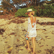 Women's Sexy Crochet Lace Bikini Cover up Smock Swimwear Mesh Beach Dress Tunic Robe Bohemian Style Cotton Polyester