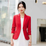 Women's Goddess Style Formal Dress Autumn Charm Broadcasting Host Suit V-Neck Anti-Wrinkle Blazer with Single Button Closure