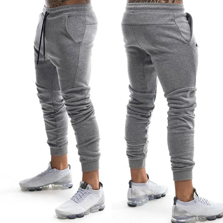 Custom Logo Cotton Gym Jogger Running Pants with Zipper Pocket Male Trousers Men Blank Workout Fitness Sweatpants