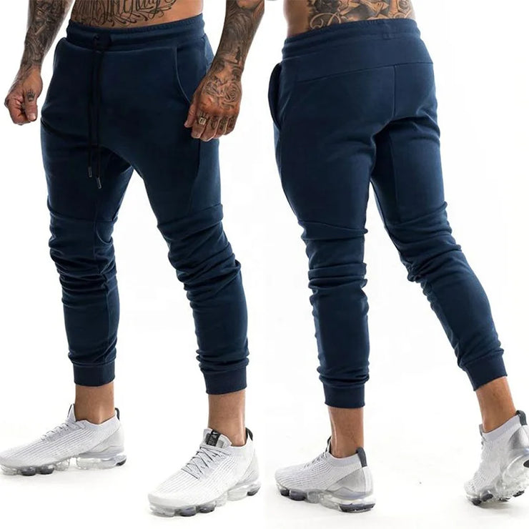 Custom Logo Cotton Gym Jogger Running Pants with Zipper Pocket Male Trousers Men Blank Workout Fitness Sweatpants