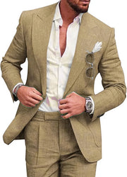 Men's Casual Slim Fit Business 2-Piece Set Breathable Blazer And Pants Ensemble with Digital Printed Seamless Fusing