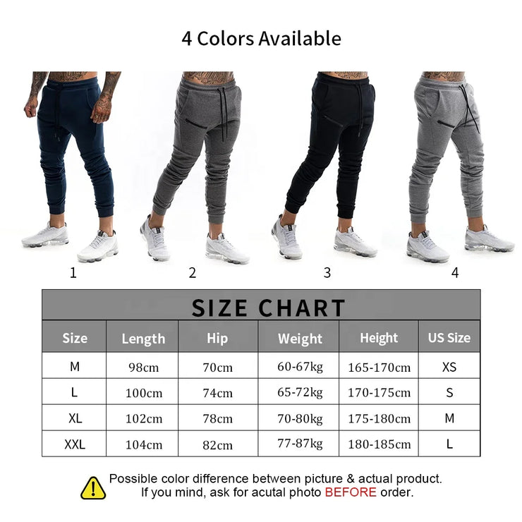 Custom Logo Cotton Gym Jogger Running Pants with Zipper Pocket Male Trousers Men Blank Workout Fitness Sweatpants