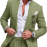 Men's Casual Slim Fit Business 2-Piece Set Breathable Blazer And Pants Ensemble with Digital Printed Seamless Fusing