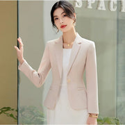 Women's Goddess Style Formal Dress Autumn Charm Broadcasting Host Suit V-Neck Anti-Wrinkle Blazer with Single Button Closure