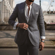 Men's Casual Slim Fit Business 2-Piece Set Breathable Blazer And Pants Ensemble with Digital Printed Seamless Fusing