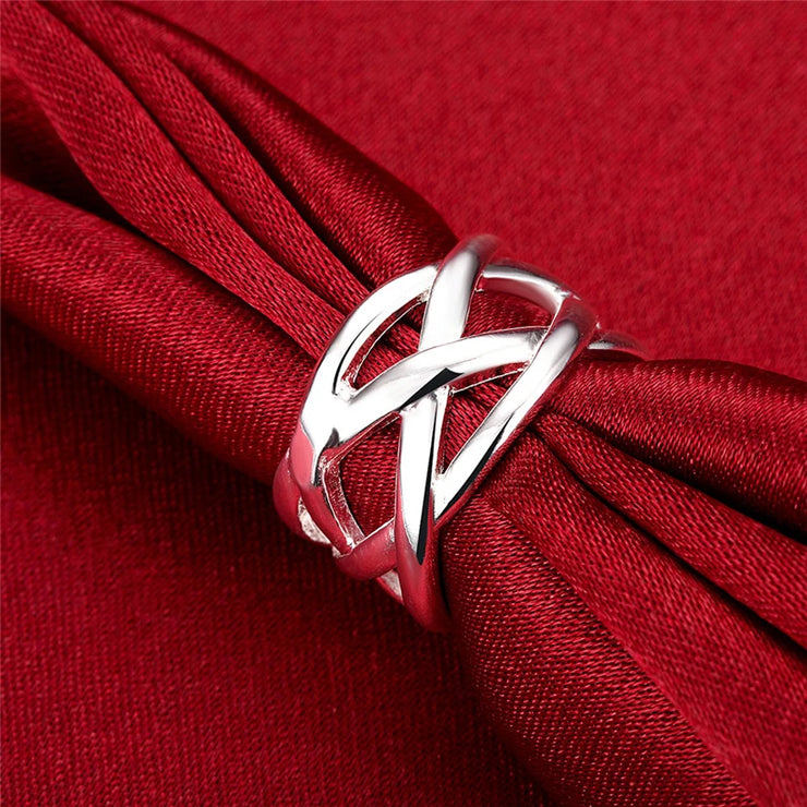 Women  Sterling Silver Cross Intertwined Ring