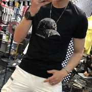 Men's Summer Rhinestones Pattern Short Sleeve Colors Plus Size T-Shirt