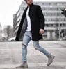 Vintage Solid Color Men's Stand Collar Coat Autumn Winter Long Sleeve Fashion Straight Blazer Jacket Comfortable Korean-Style Cut