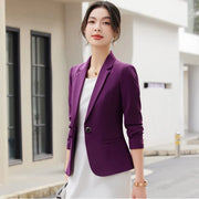 Women's Goddess Style Formal Dress Autumn Charm Broadcasting Host Suit V-Neck Anti-Wrinkle Blazer with Single Button Closure