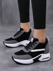 Women's Height Increasing Platform Sneakers Durable PU Construction Breathable Mesh Lining Anti-Slip Midsole Designer Tenis De Mujer