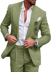 Men's Casual Slim Fit Business 2-Piece Set Breathable Blazer And Pants Ensemble with Digital Printed Seamless Fusing