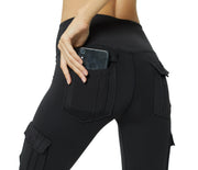 High Waist Stretch Gym Yoga Sports Leggings Women's Tummy Control Fitness Running Tights 4 Pockets Full Length Knitted Pants