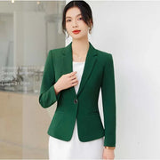 Women's Goddess Style Formal Dress Autumn Charm Broadcasting Host Suit V-Neck Anti-Wrinkle Blazer with Single Button Closure