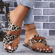 Women Leopard Print Slippers Women's Fashion Comfortable Flat Slippers