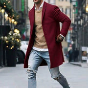 Men's Casual Trench Coat High-Quality Button-Up Jacket Autumn Winter Fashionable Solid Pattern Versatile Style