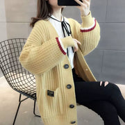 Women's Mid Length Long Length Spring and Autumn Sweater Knitted Cardigan