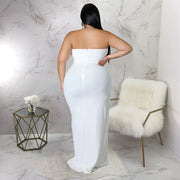 Eye-Catching Evening Dress in Plus Size L-4XL with High Slit Breast Wrap for Women