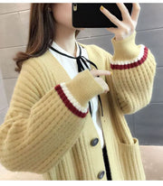 Women's Mid Length Long Length Spring and Autumn Sweater Knitted Cardigan