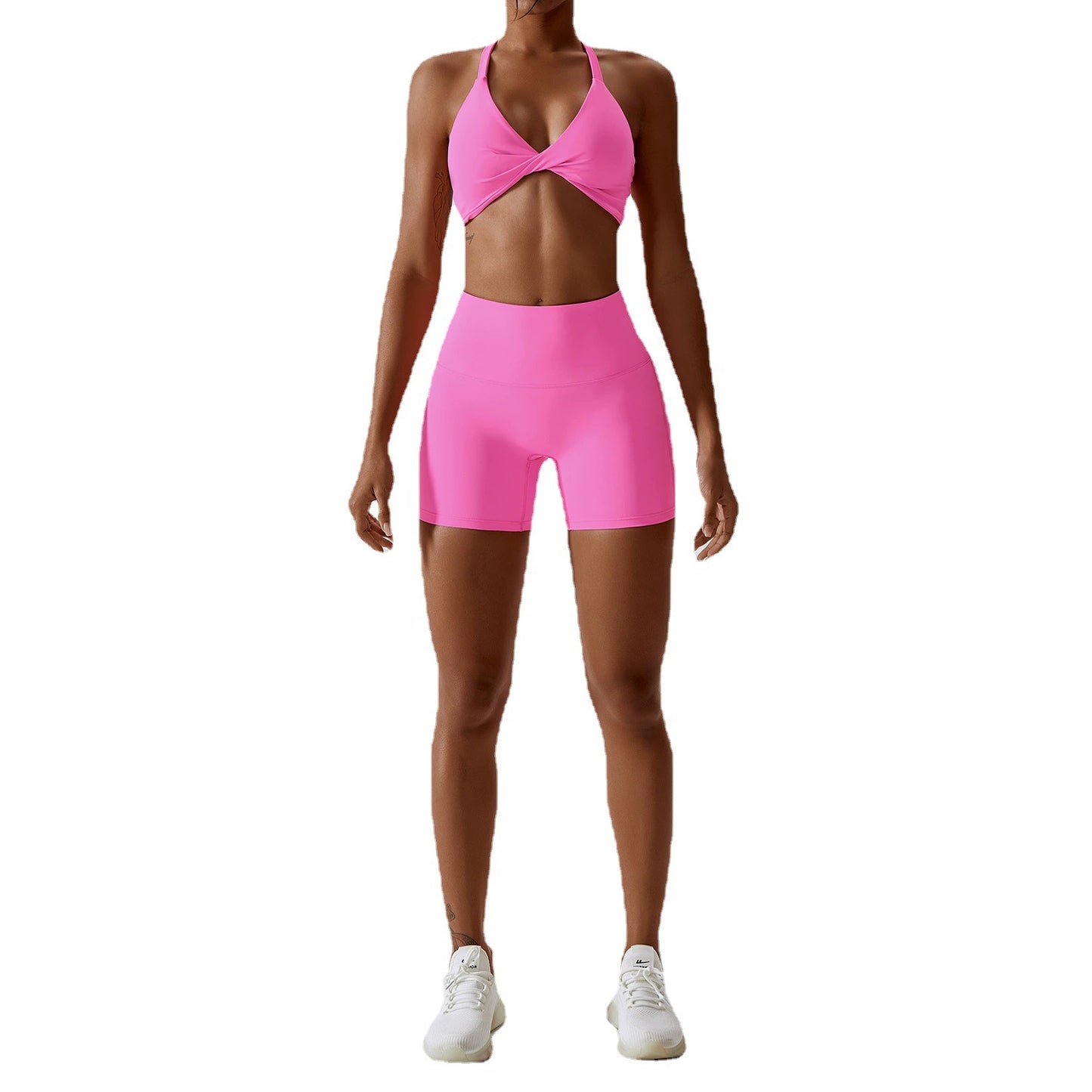 Women Quick-Drying Nude Feel Candy Color Yoga Suit Sexy Sports Running Fitness Two-piece Set