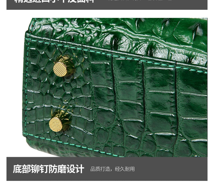 Genuine Leather Portable Elegant Crocodile Pattern All-Match Small Square Bag