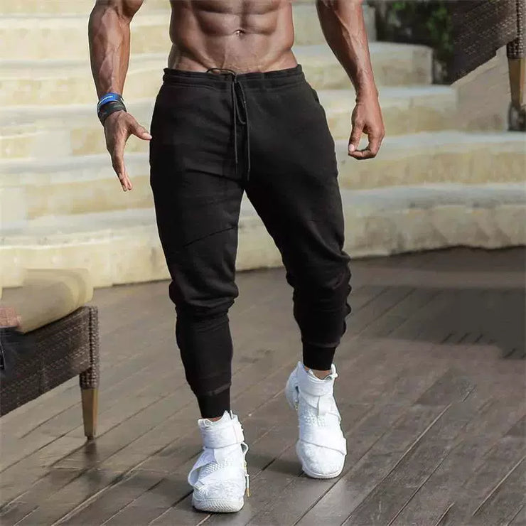 Spring and Autumn Cotton Sports Pants Slim Fit Men Jogger Pants Fitness Pants Muscle Boy Pure Color Stretch Running Pants