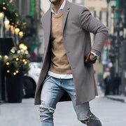 Men's Casual Trench Coat High-Quality Button-Up Jacket Autumn Winter Fashionable Solid Pattern Versatile Style