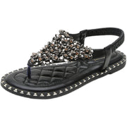 Women's Summer New Rhinestone Flats Roman Sandals