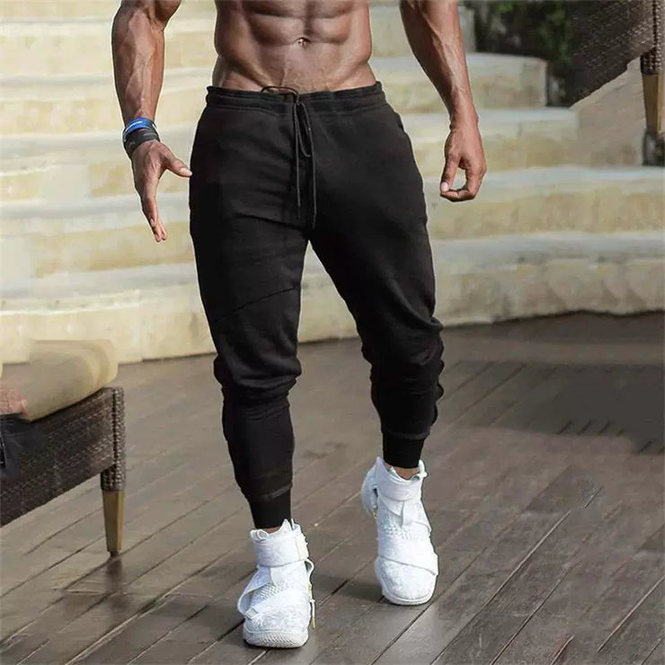 Spring and Autumn Cotton Sports Pants Slim Fit Men Jogger Pants Fitness Pants Muscle Boy Pure Color Stretch Running Pants