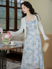 Women Age-Reducing Pure Sweet Set Cardigan Sling Dress