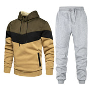 Men's Sport Suit Casual Patchwork Hoodie And Pants Set Fashionable Spring Autumn Two-Piece Outfit Polyester Long Sleeve Sweatshirt