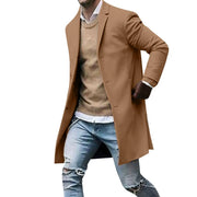 Men's Casual Trench Coat High-Quality Button-Up Jacket Autumn Winter Fashionable Solid Pattern Versatile Style