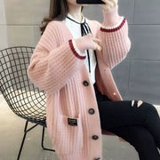 Women's Mid Length Long Length Spring and Autumn Sweater Knitted Cardigan