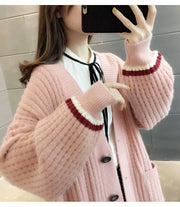 Women's Mid Length Long Length Spring and Autumn Sweater Knitted Cardigan