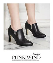 Authentic Leather Women's Stiletto Heel  Sexy Easy to Wear Rubber Sole Shoes
