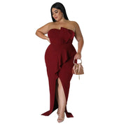 Eye-Catching Evening Dress in Plus Size L-4XL with High Slit Breast Wrap for Women