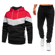 Men's Sport Suit Casual Patchwork Hoodie And Pants Set Fashionable Spring Autumn Two-Piece Outfit Polyester Long Sleeve Sweatshirt